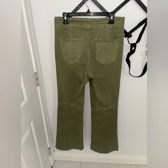 Mica Olive Green Wide Leg Jeans High Rise Stretch Denim Size 31 Trendy Boho - Picture 5 of 5
